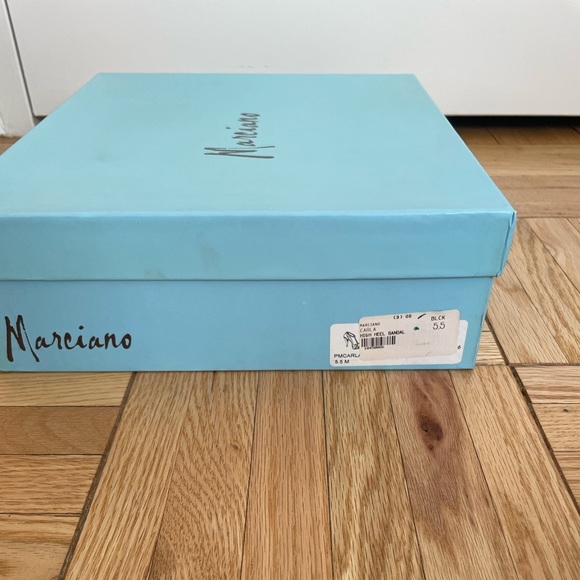 NEW Marciano Carla Black Satin High Heel Sandal with Silver Heel - 5.5 - Picture 8 of 8